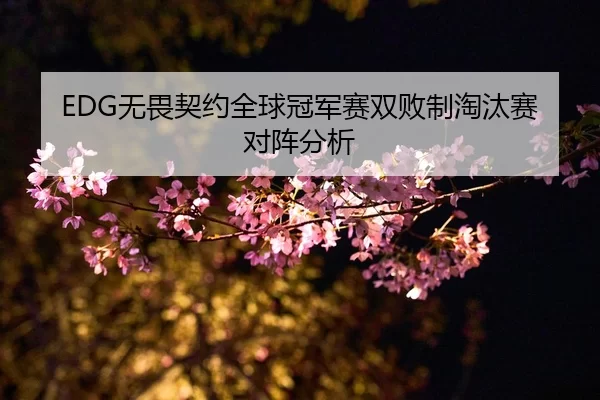 EDG无畏契约全球冠军赛双败制淘汰赛对阵分析